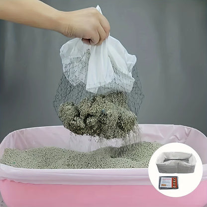 10Pcs Reusable Cat Feces Filter, Hands Free Pet Cat Excrement Liners Filter Net for Pet Hygienic Litter Box Liners