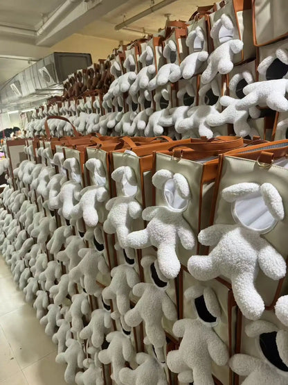 Pet Bags, Cute and Large-Capacity Pet Bags for Going Out. the Bear Plush Dog Shoulder Bag Allows the Pet to Show Its Head