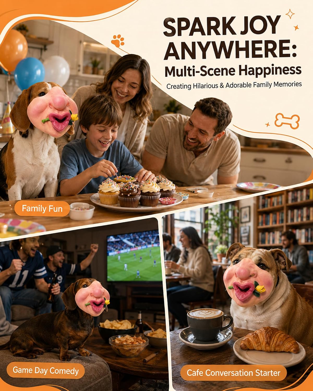 Funny Scary Dog Mask - Hilarious Pet Muzzle Costume