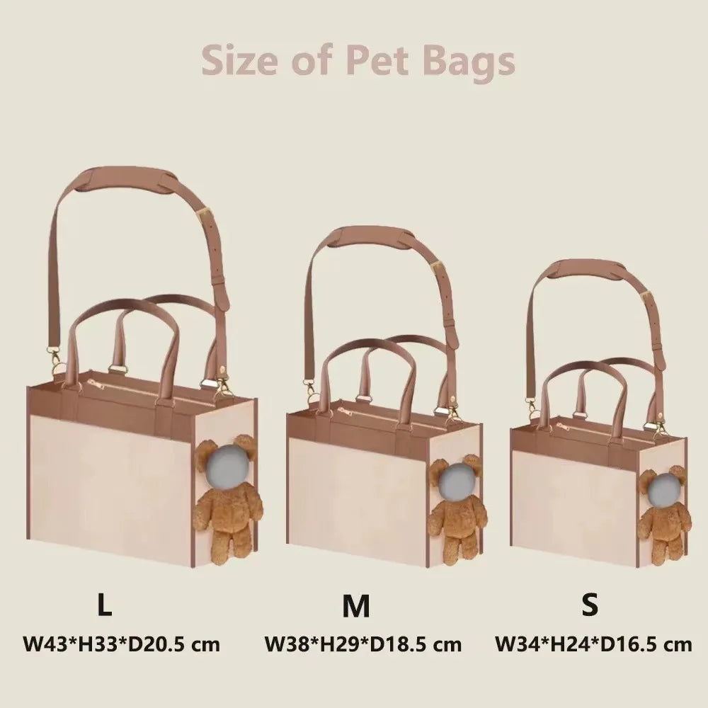 Pet Bags, Cute and Large-Capacity Pet Bags for Going Out. the Bear Plush Dog Shoulder Bag Allows the Pet to Show Its Head