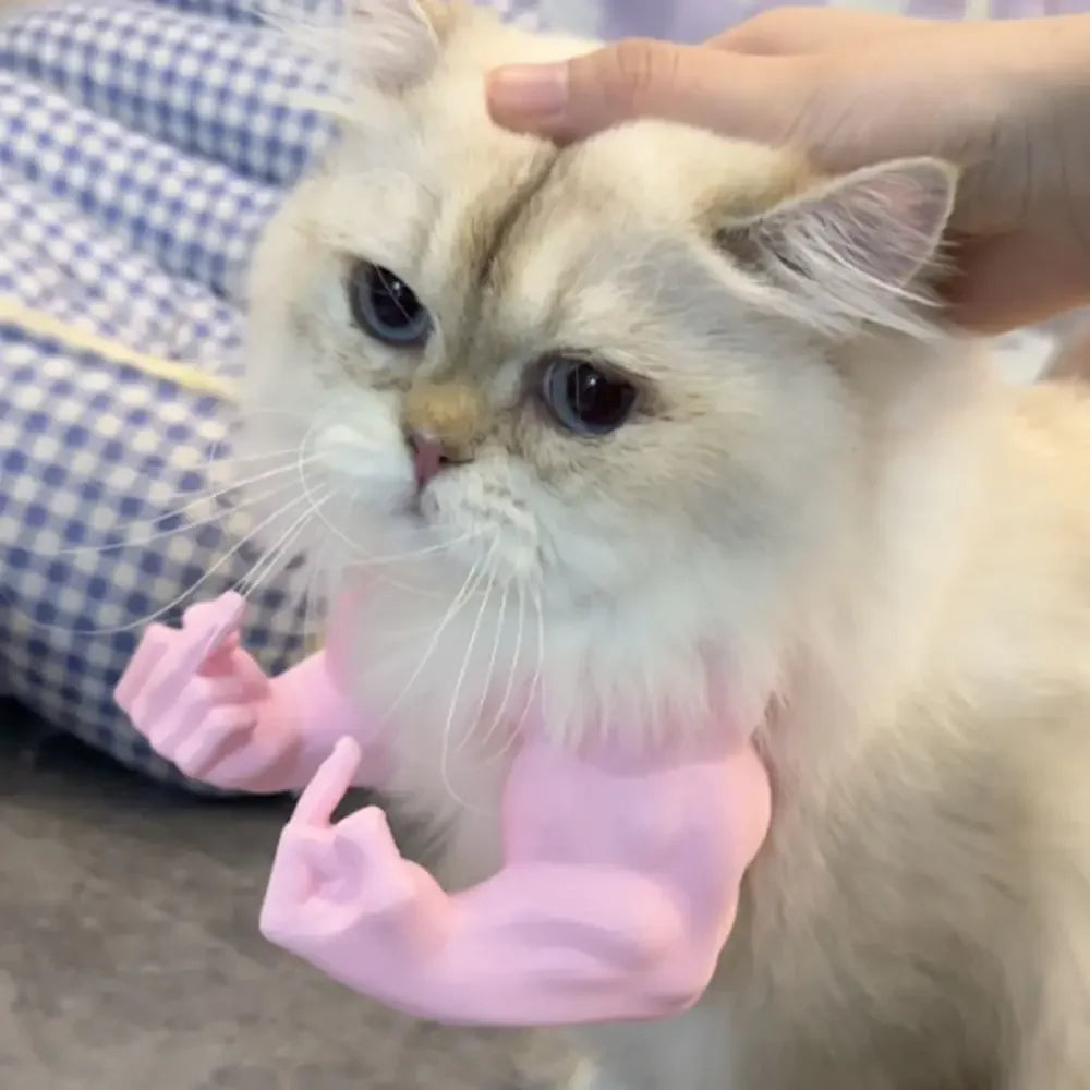 3D Printed Cat Muscle Arms Funny Finger Cosplay Prop Realistic Neck Arm Covers for Halloween Party Costume Pet Photo Shoot