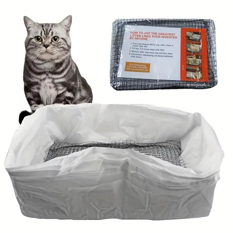 10Pcs Reusable Cat Feces Filter, Hands Free Pet Cat Excrement Liners Filter Net for Pet Hygienic Litter Box Liners