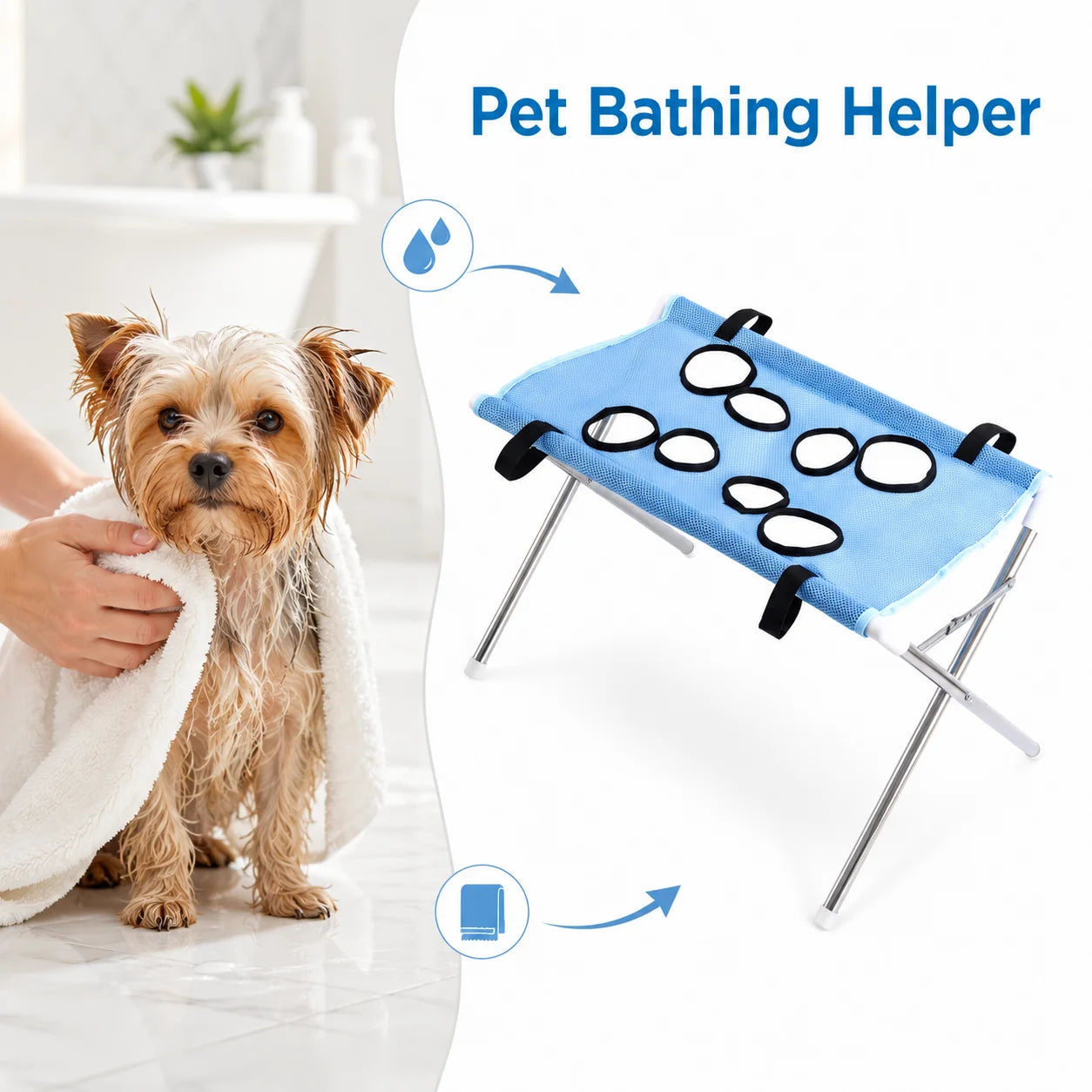Transform Bath Time into a Breeze with Our Foldable Pet Bathing Hammock Stand – Perfect for Dogs and Cats!