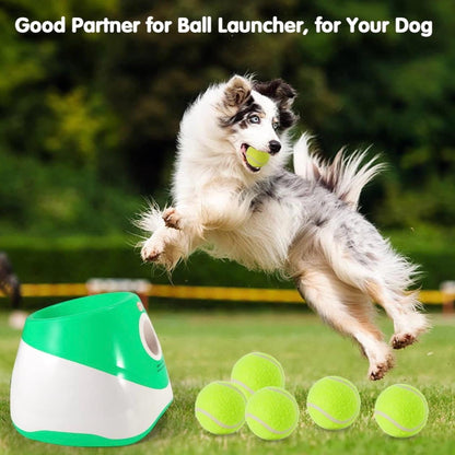 Automatic Dog Ball Launcher, Dog Ball Thrower with 3 Launching Distance, Interactive Dog Toys for Small & Medium Dogs Indoor & Outdoor, 3 Mini Tennis Balls Included, Orange