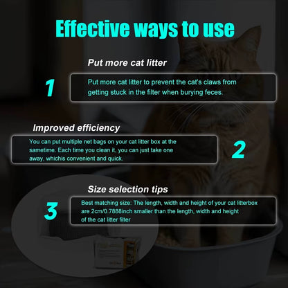 10Pcs Reusable Cat Feces Filter, Hands Free Pet Cat Excrement Liners Filter Net for Pet Hygienic Litter Box Liners